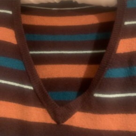 Fall Neutral V-Neck Striped Sweater - Picture 3 of 5